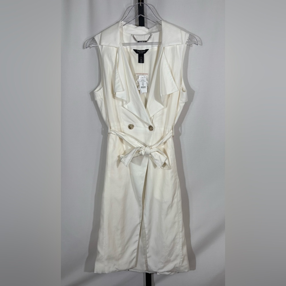 NWT White House Black Market Sleeveless Double-Breasted Trench Vest Small Petite